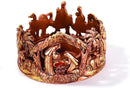 Nativity Scene Antique Gold Tone 11 x 11 Resin Stone Christmas Advent Candle Holder