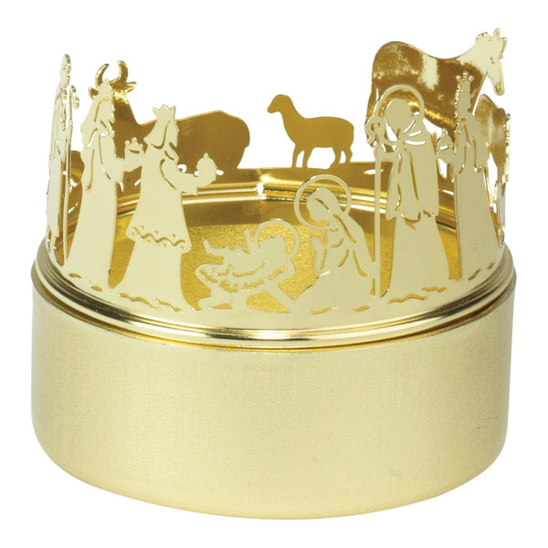 Sentimental Goldtone Nativity 2 inch Metal Decorative Candleholder