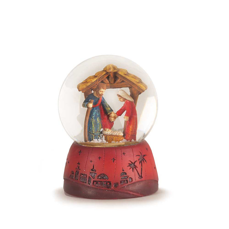 Dicksons Holy Family Within Creche Resin Stone 3 Inch Christmas Nativity Water Globe