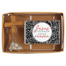 Reason For The Season Natural Brown 3.75 x 5.5 resin Decorative Tabletop Cross with Card