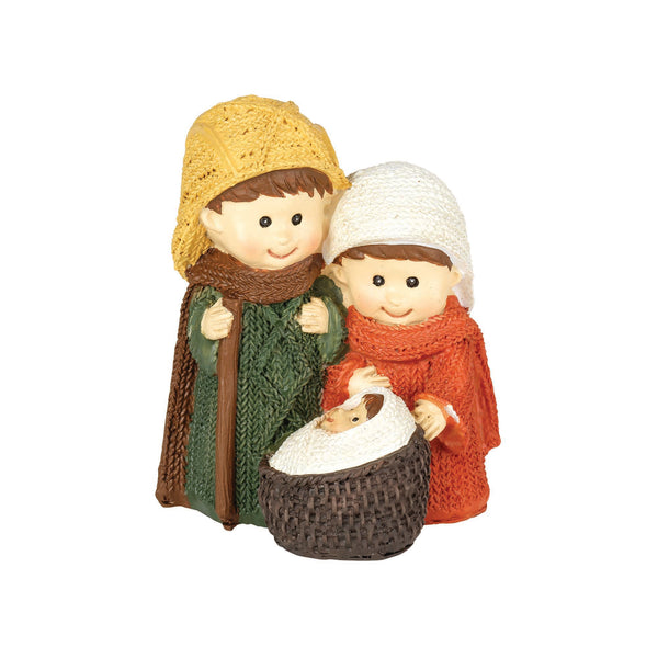 Textured Brown Orange Sweater Look Holy Family 3.75 x 3 Resin Decorative Tabletop Figurine