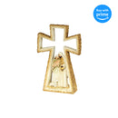 Golden Brown Holy Family in Cross 8.5 x 5.5 Resin Decorative Tabletop Figurine