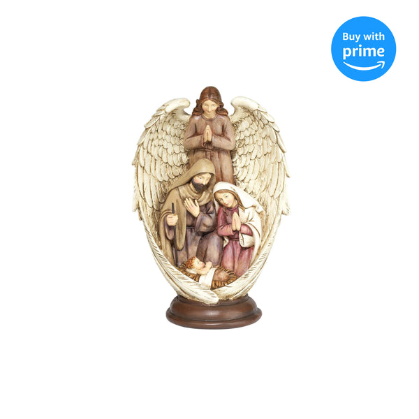 Distressed Cream Holy Family 10.25 x 7 Resin Decorative Tabletop Figurine