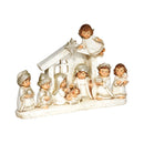 Distressed White Children Nativity with Creche 6 x 8.5 Resin Decorative Tabletop Figurine