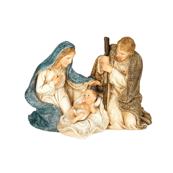 Weathered Whitewash Holy Family 5 x 6.25 Resin Decorative Tabletop Figurine