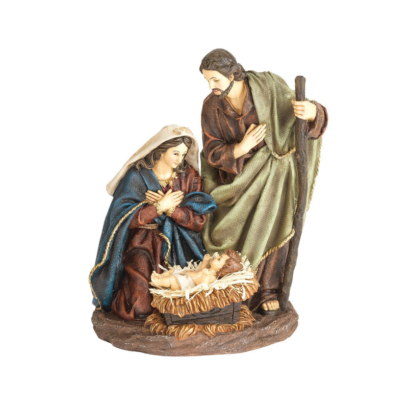 Rustic Brown Holy Family on Base 12 x 8 Resin Decorative Tabletop Figurine