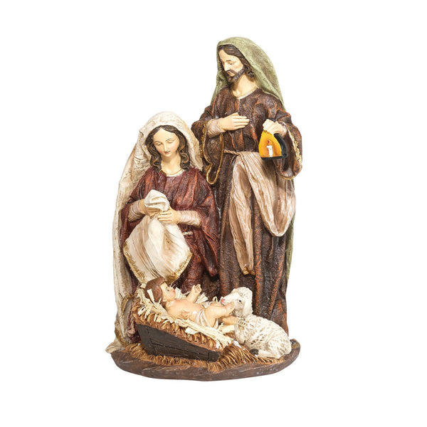 Weathered Brown Holy Family 10 x 5.5 Resin Decorative Tabletop Figurine