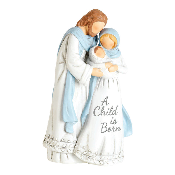 Child is Born Holy Family Whitewash 5 x 3 Resin Decorative Tabletop Figurine