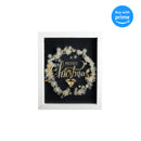 Black Golden Snowflake Wreath  11 x 9 Wood and Glass Decorative Hanging Wall Sign Art