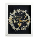 Black Golden Snowflake Wreath  11 x 9 Wood and Glass Decorative Hanging Wall Sign Art