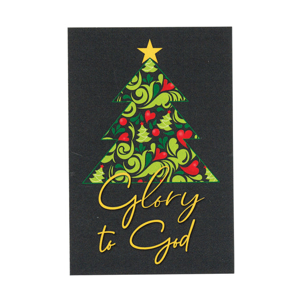 Glory to God Festive Green Tree 4 x 3.2 Paper Itty Bitty Bookmark