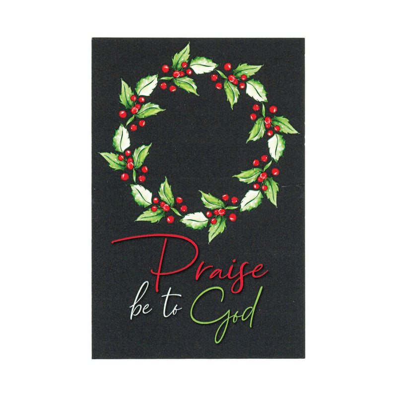 Praise Be To God Green Holly Wreath 2 x 3 Paper Itty Bitty Bookmark