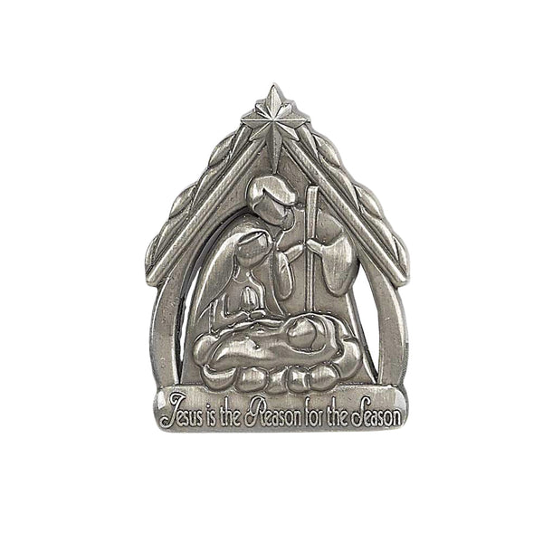Dicksons Jesus is The Reason Holy Family 1.5 Inch Brushed Pewter Christmas Nativity Lapel Pin