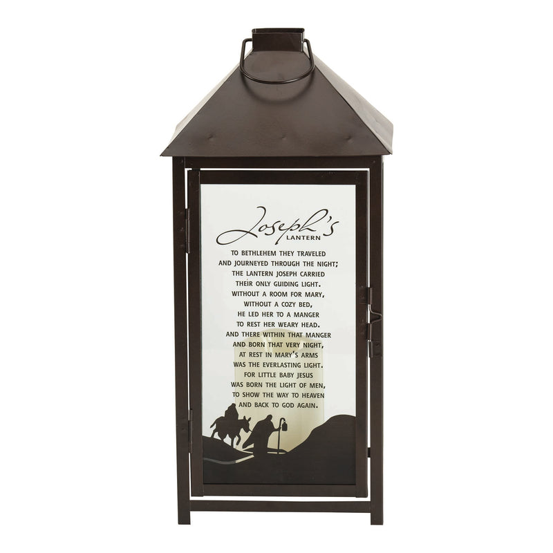 Joseph's Poem on Brown 15 x 6.5 Resin Decorative Tabletop Lantern