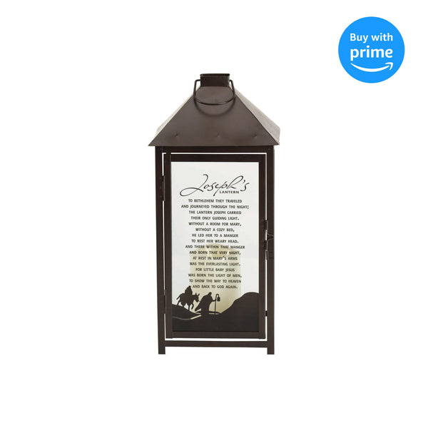 Joseph's Poem on Brown 15 x 6.5 Resin Decorative Tabletop Lantern