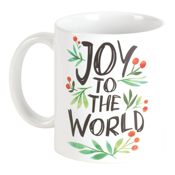 Joy to the World Red Holly 11 ounce Ceramic Cafe Coffee Tea Cup Mug