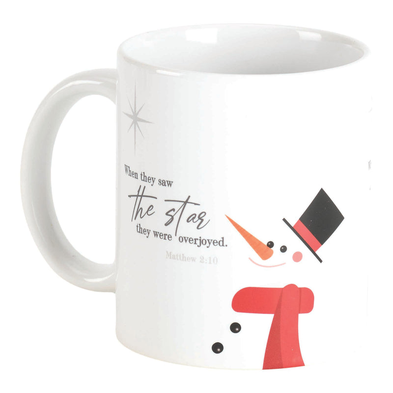Saw Stars Overjoyed White Snowman 11 ounce Ceramic Cafe Coffee Tea Cup Mug