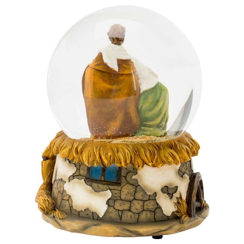 Dicksons Musical Holy Family Creche Natural Brown 6 inch Glass Christmas Water Globe