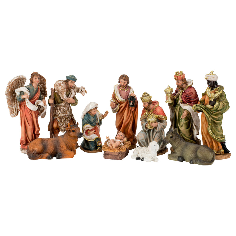 Dicksons Nativity Natural Brown 8 inch Resin Stone Christmas Holiday Figurines Set of 11