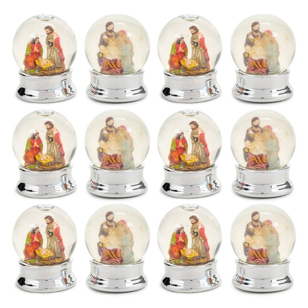 Holy Family Christmas Nativity Snow Globes 2 Assorted, 12 Pack