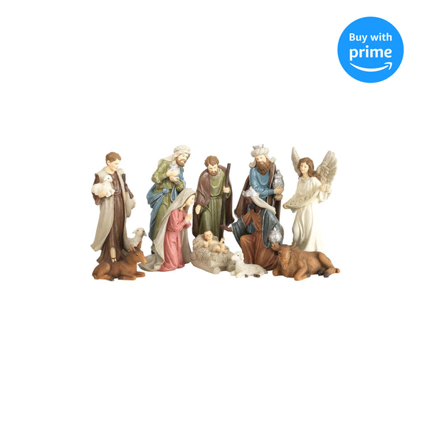 Colorful Nativity 8 x 3.5 Resin Decorative Tabletop Figurine Set 11
