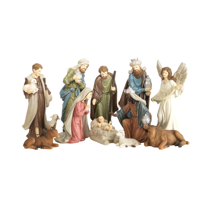 Colorful Nativity 8 x 3.5 Resin Decorative Tabletop Figurine Set 11