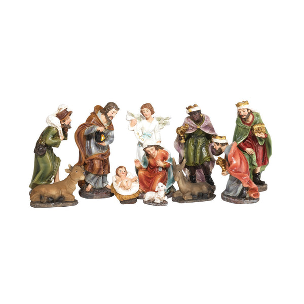 Colorful Nativity  3.75 x 1.75 Resin Decorative Tabletop Figurine Set 11