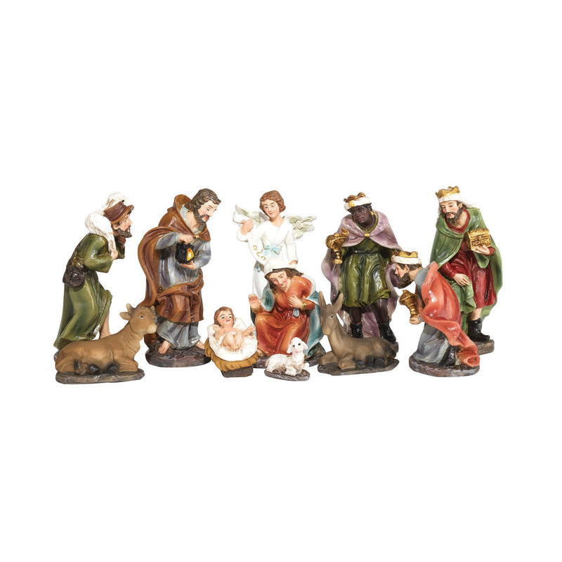 Colorful Nativity  3.75 x 1.75 Resin Decorative Tabletop Figurine Set 11