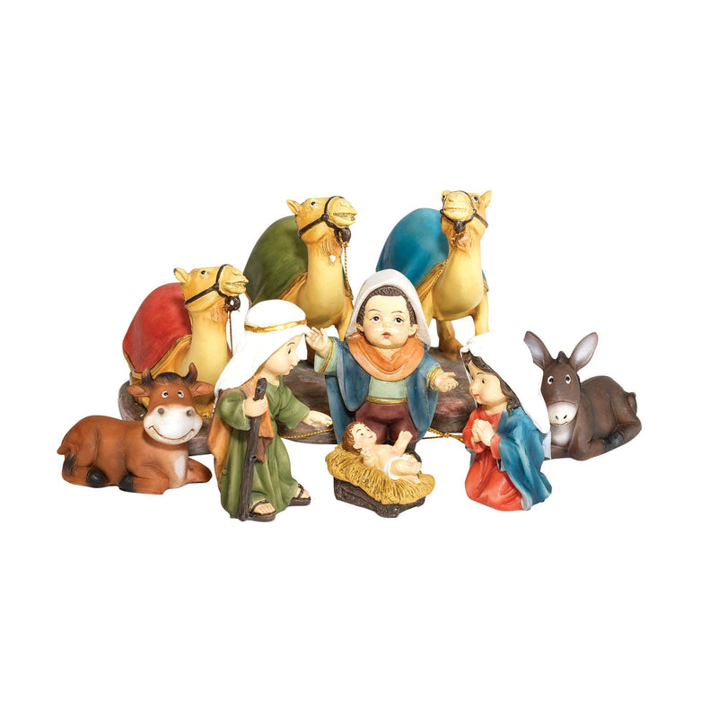 Colorful Children Nativity 4 x 4 Resin Decorative Tabletop Figurine Set 9