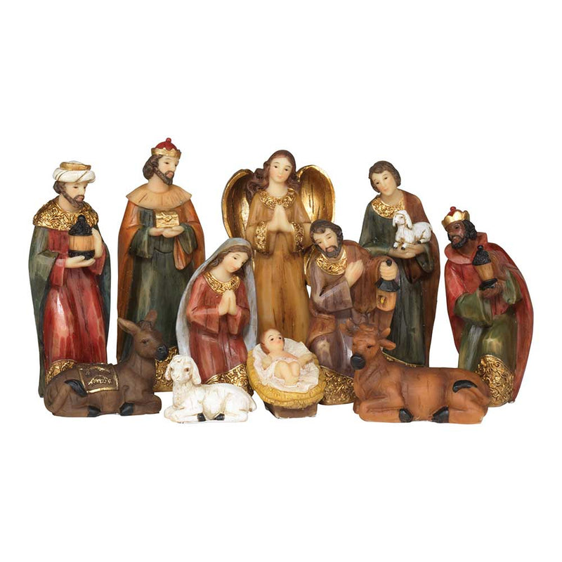 Dicksons Nativity Gold Toned 4 inch Resin Stone Christmas Holiday Figurines Set of 11