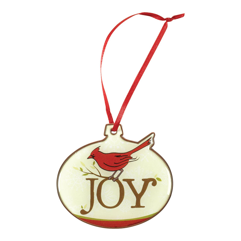 Dicksons Oval Brushed Bronze Tone Joy Cardinal 3 inch Metal Decorative Christmas Ornament