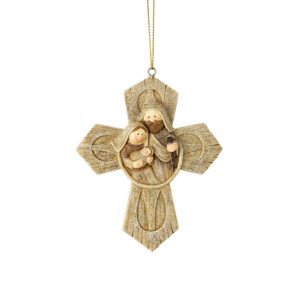 Weathered Wood Look Holy Family 4 x 3.5 Resin Decorative Hanging Ornament