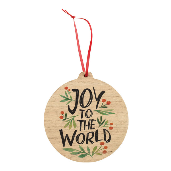 Joy to the World Red Holly 4.25 x 6 MDF Decorative Hanging Ornament