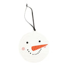 Whitewash Smiling Snowman Round 4.25 x 4 MDF Decorative Hanging Ornament