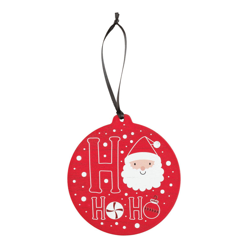 Ho Ho Ho Red Santa 4.25 x 4 MDF Decorative Hanging Ornament