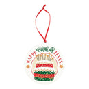 Happy Birthday Cake Santa Fe Red 4.25 x 4 MDF Decorative Hanging Ornament