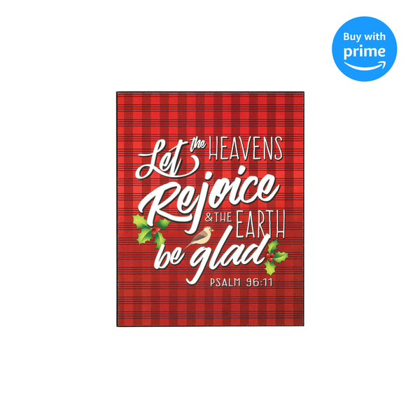 Heavens Rejoice Earth Be Glad Red Plaid 8 x 10 MDF Decorative Hanging Wall Sign Art