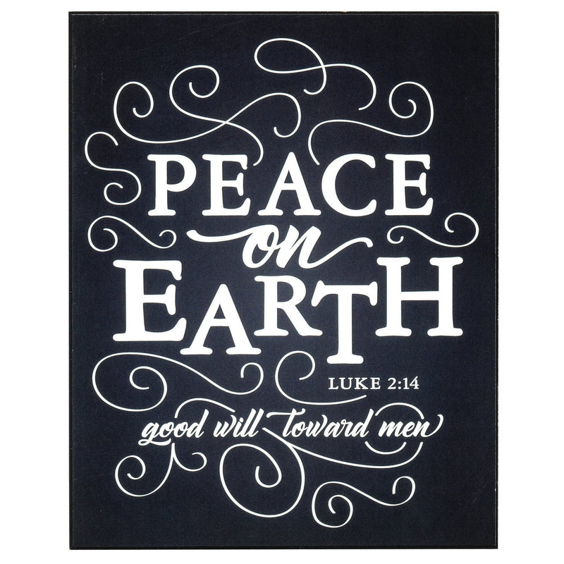 Peace on Earth Black 8 x 10 MDF Decorative Hanging Wall Sign Art