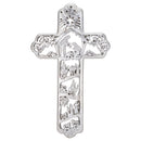 Dicksons Nativity Scene Cross Brushed Silver Tone 7 x 12 Resin Stone Christmas Wall Sign Plaque