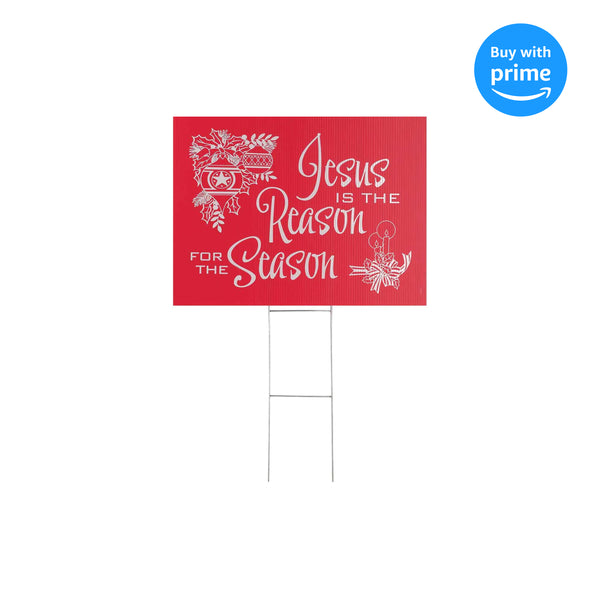 Dicksons Jesus is The Reason for The Season Cranberry 24 x 18 Coroplast Christmas Yard Sign