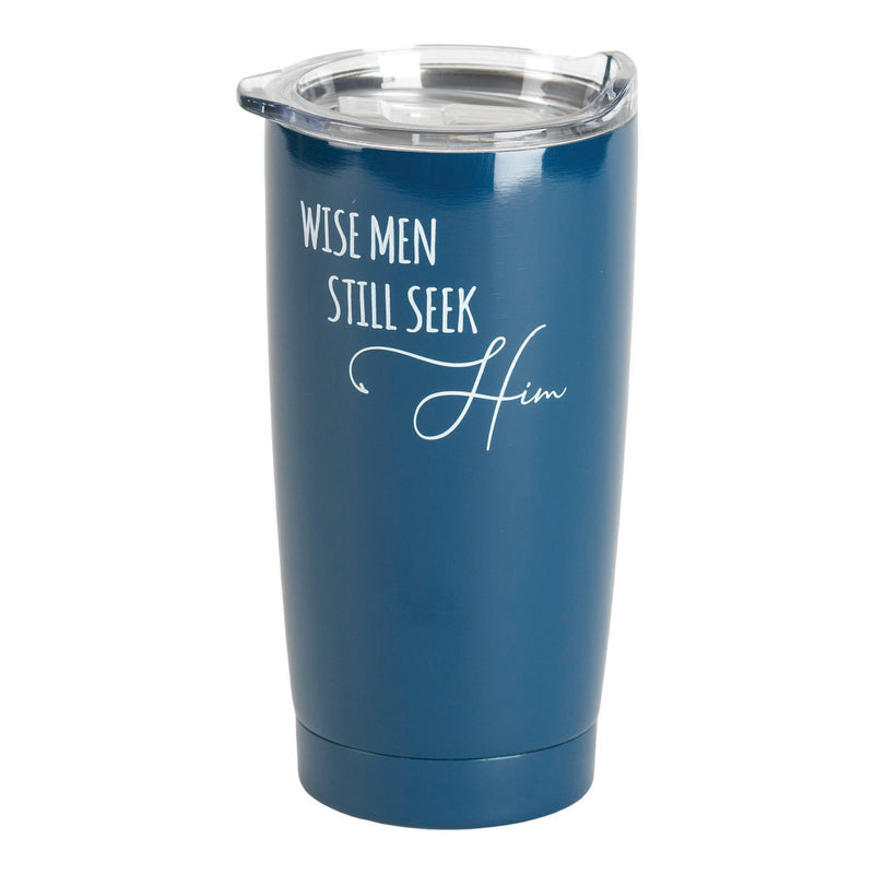 Wise Men Still Seek Him Blue 20 ounce Stainless Steel Coffee Mug Tumbler with Lid