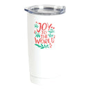 Joy to the World Holly Red 20 ounce Stainless Steel Coffee Mug Tumbler with Lid