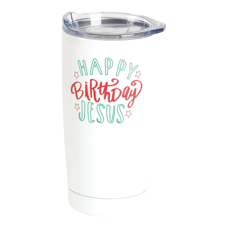 Happy Birthday Jesus Red Green 20 ounce Stainless Steel Coffee Mug Tumbler with Lid