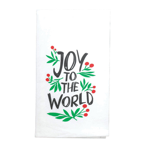 Joy to the World Red Holly 22 x 18 Cotton Decorative Hanging Hand Tea Towel Flour Sack