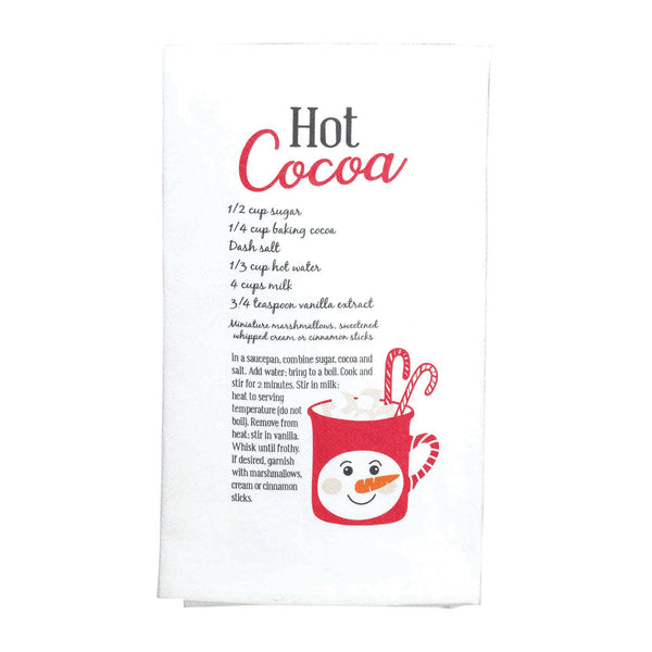 Hot Cocoa White Snowman 18 x 22 Cotton Decorative Hanging Hand Tea Towel Flour Sack