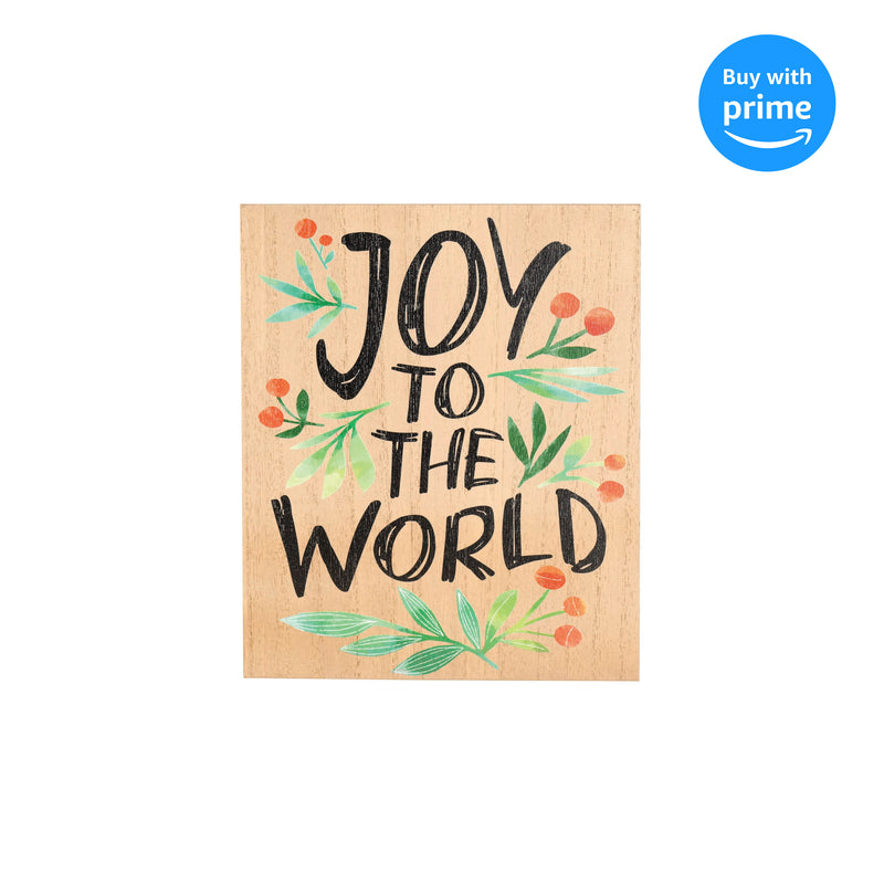Joy to the World Red Holly 8 x 10 MDF Decorative Wall or Tabletop Sign