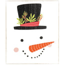 Whitewash Snowman with Top Hat 9.5 x 7.75 MDF Decorative Wall Plaque Sign