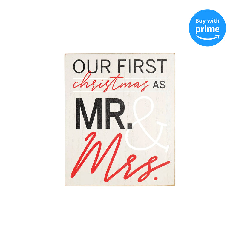 Our First Mr. and Mrs. Red 9.5 x 7.75 MDF Decorative Hanging Wall Sign Art