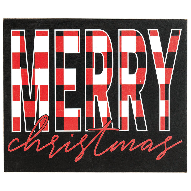 Buffalo Plaid Red Merry Christmas 8 x 10 MDF Decorative Wall or Tabletop Sign