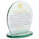 Dicksons 50th Wedding Anniversary Yellow 6 x 6.5 Glass Table Top Sign Plaque